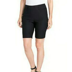 Hilary Radley women's black stretch pull-on Bermuda shorts in size XL. 
